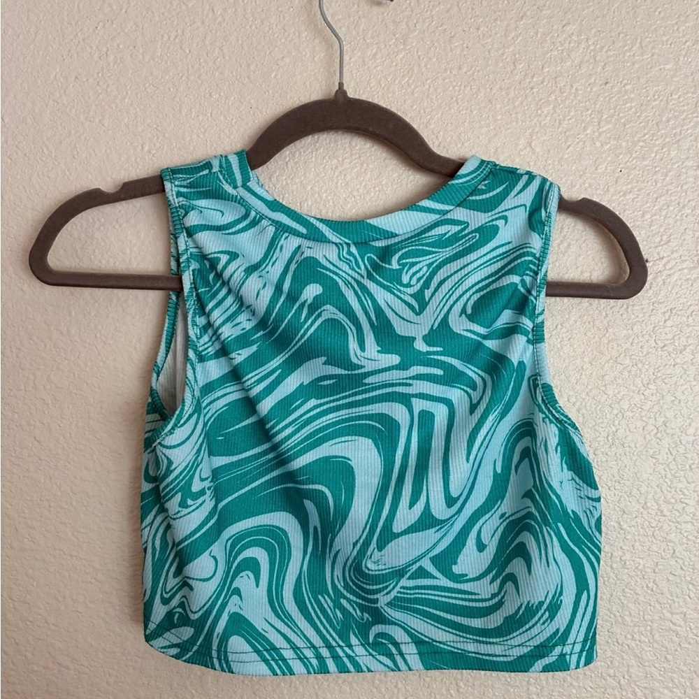 Green and Aqua Swirl Crop Tank – Size M/L - Picture 2 of 3